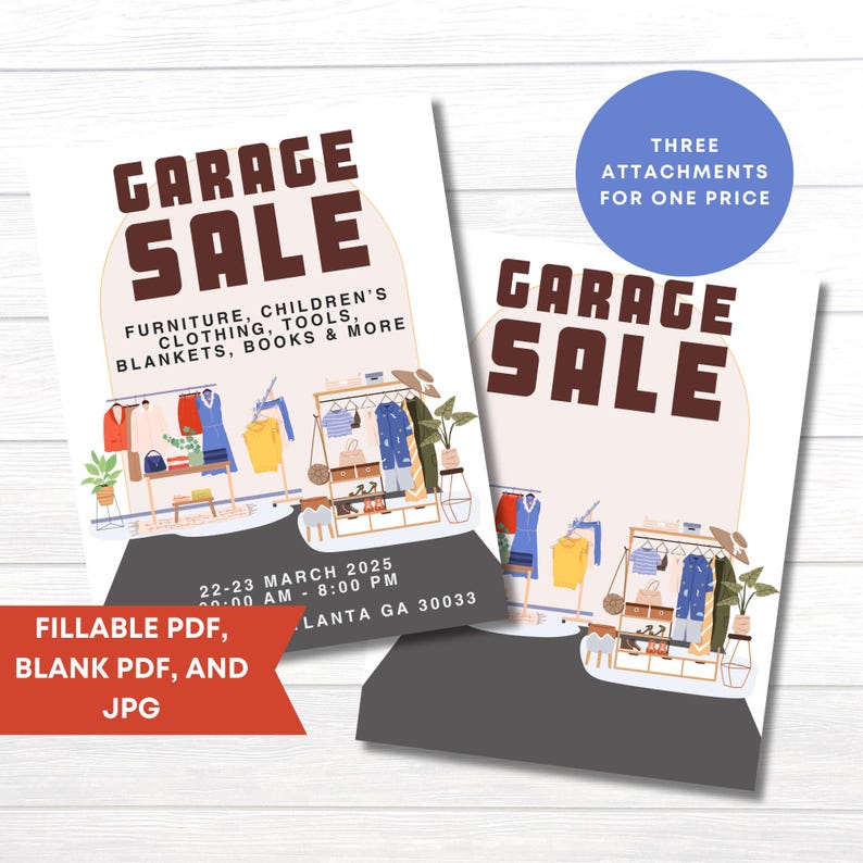 Fillable Rummage Sale Signs Editable Garage Sale Sign, Neighborhood Yard Sale Template Printable ...