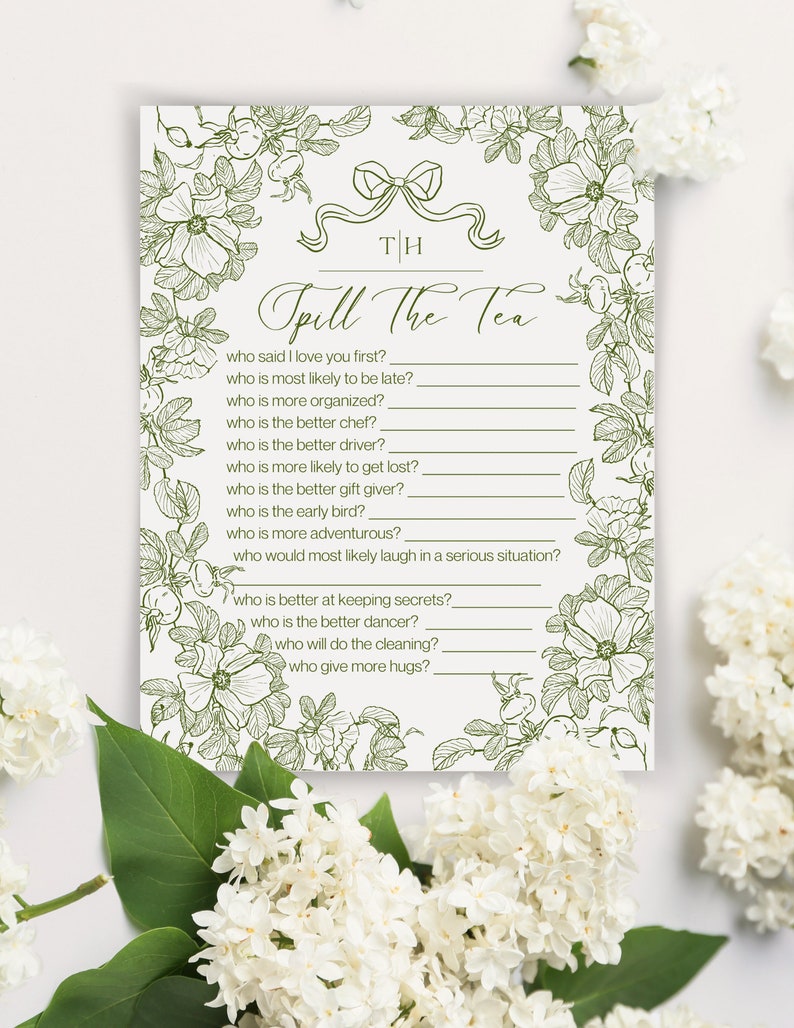 Personalized Bridal Shower Printable Set Greenery Bride Party Templates ...
