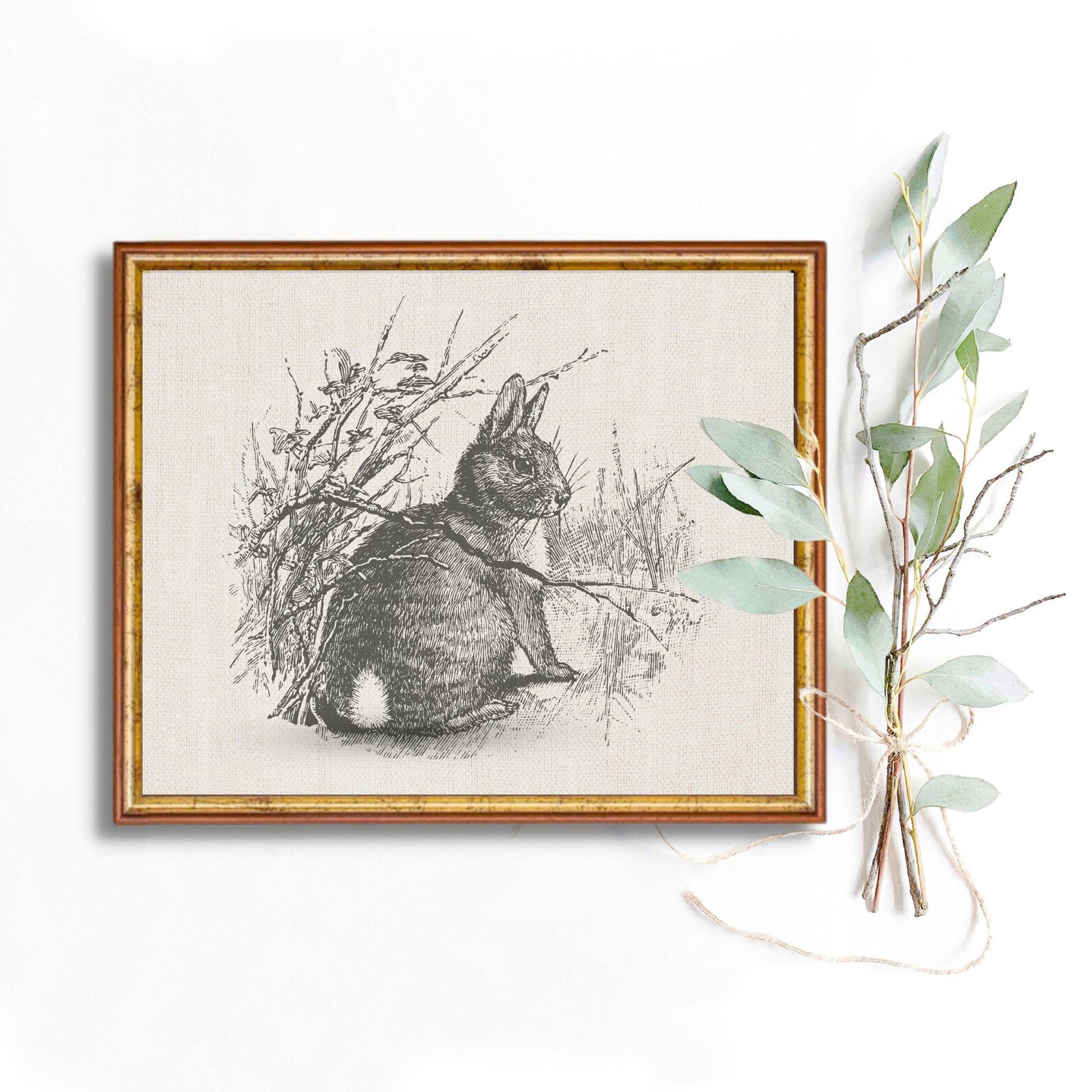 Vintage Bunny Printable, Neutral Cottagecore Nursery Decor, Antique ...