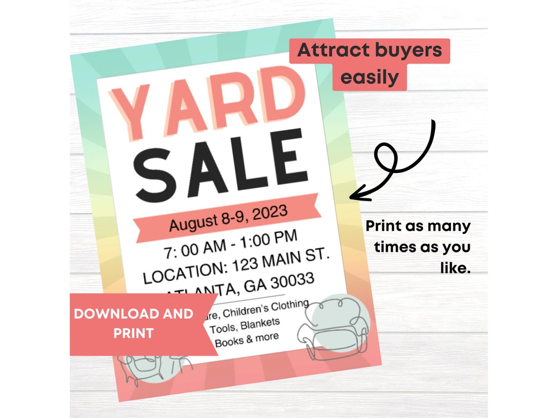 Editable Garage Sale Flyer Personalized Yard Sale Sign Poster ...