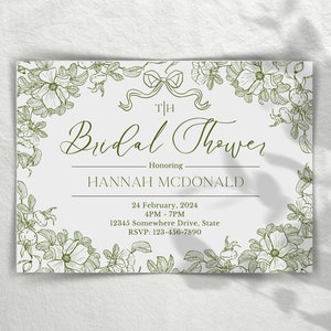 Personalized Bridal Shower Printable Set Greenery Bride Party Templates ...