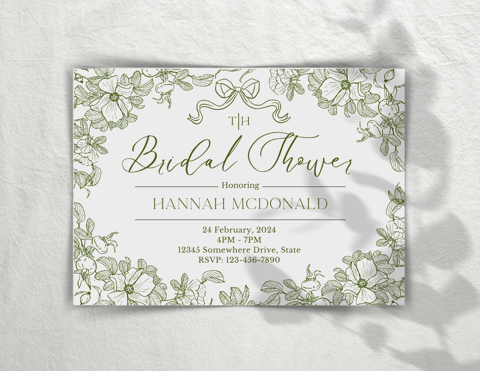 Personalized Bridal Shower Printable Set Greenery Bride Party Templates ...