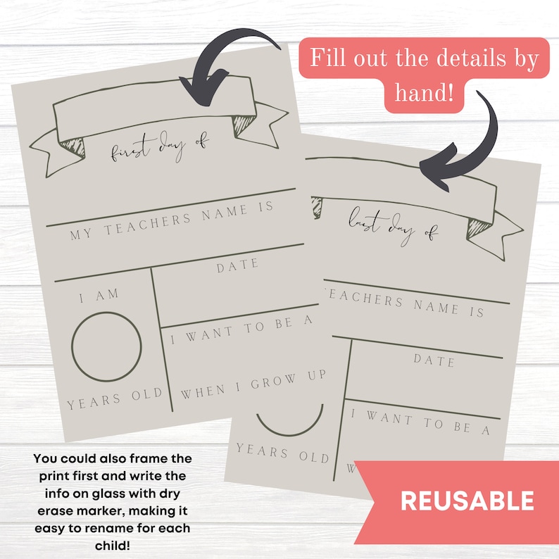 Printable First and Last Day of School Signs School Milestone ...