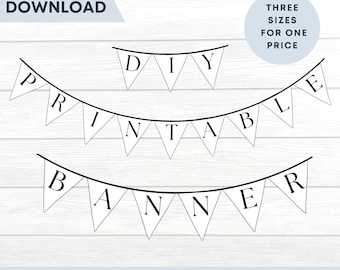Banner stampabile fai-da-te / Bandierine semplici per celebrazioni / Ghirlanda di bandiere per compleanni, docce e feste / Tre misure disponibili