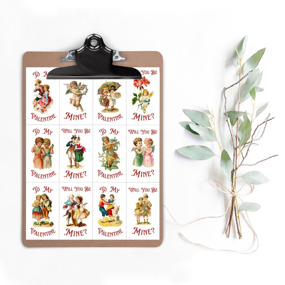 PRINTABLE Vintage Valentine Day Victorian Retro Cards, Gift Tags, Cupid ...
