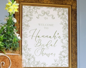 Personalized Bridal Shower Party Sign | Greenery Bridal Shower Welcome Sign Printable | Bride Party Welcome Poster | Bachelorette Party Sign