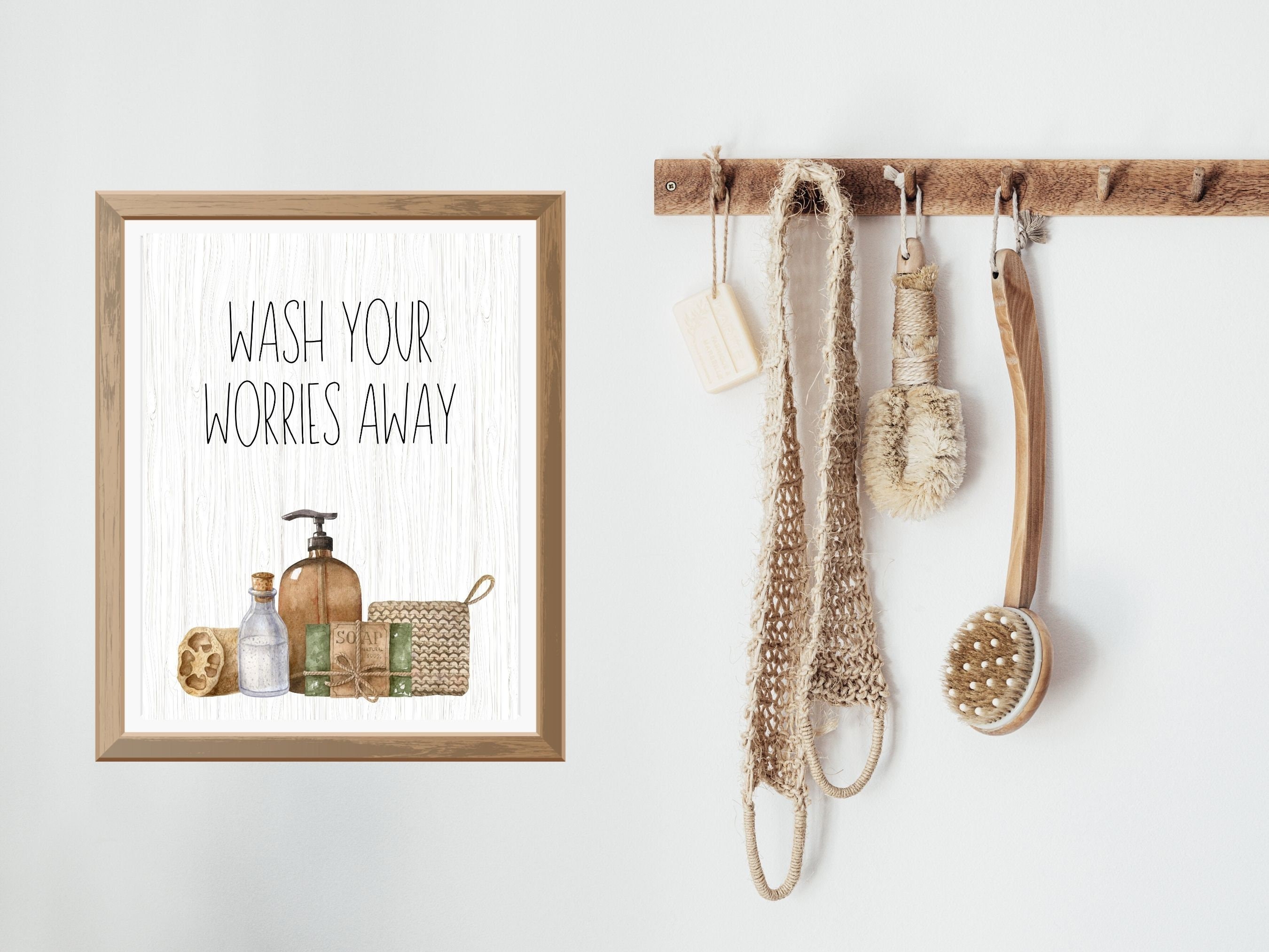 Bathroom watercolor wall art digital printable home decor cute | Etsy