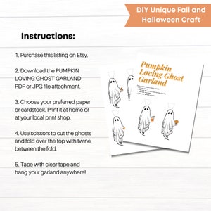 Pumpkin ghosts printable bunting, cute Halloween garland, fall party fireplace decoration, trick or treat banner printable, ghost and pumpkin decor, festive Halloween printable, autumn home decoration, printable ghost banner, spooky Halloween garland, pumpkin fall decor