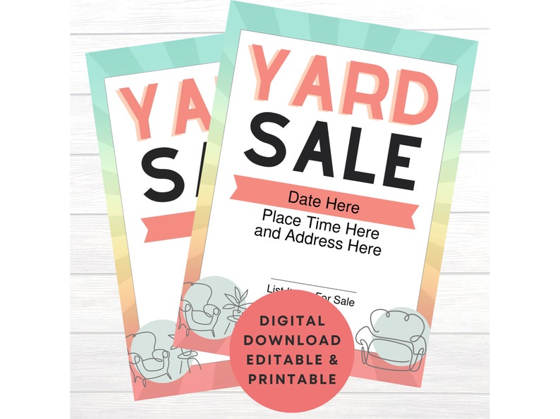 Editable Garage Sale Flyer Personalized Yard Sale Sign Poster ...