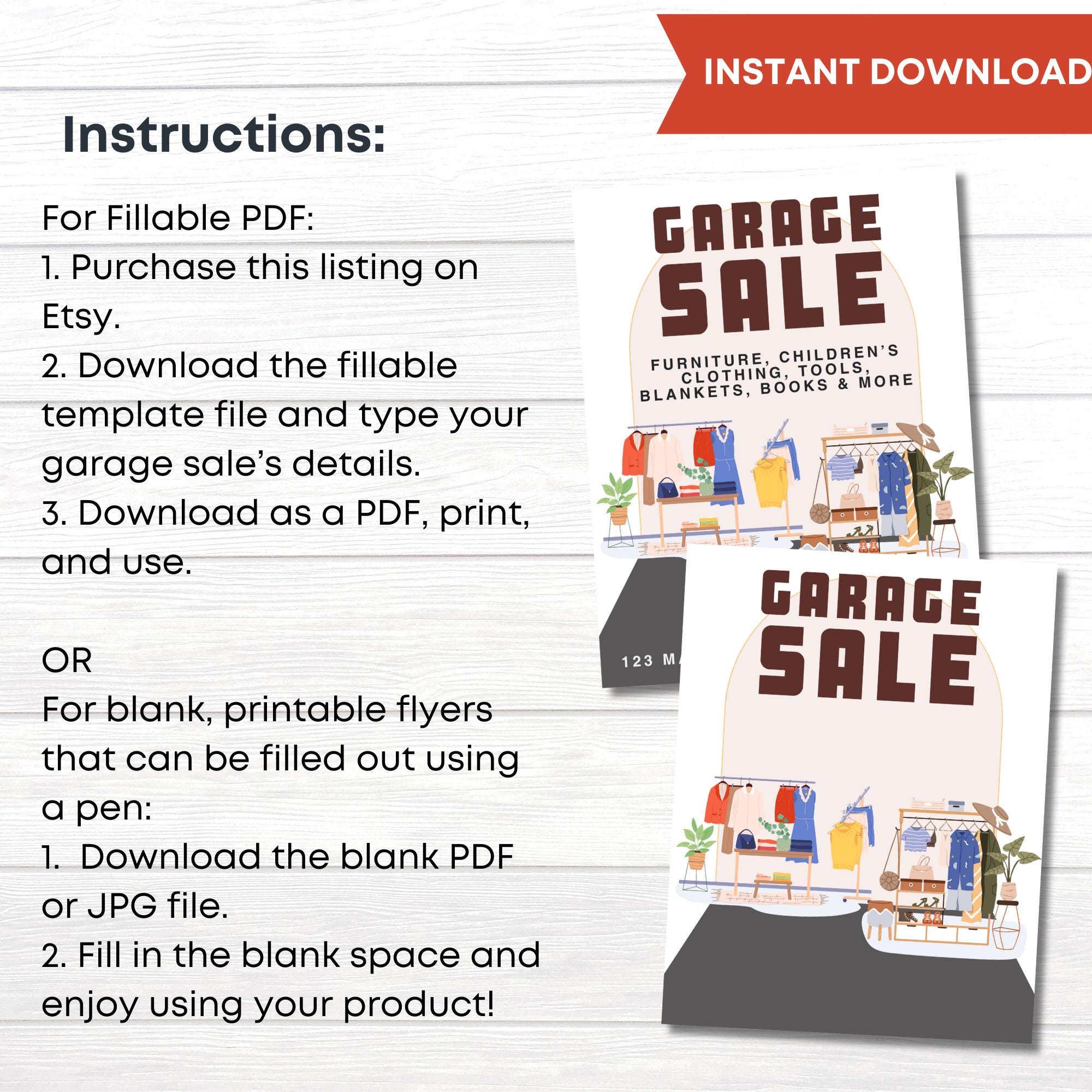 Customs Rummage Case Editable Garage Sale Sign, Neighborhood Yard Sale Template Printable ...