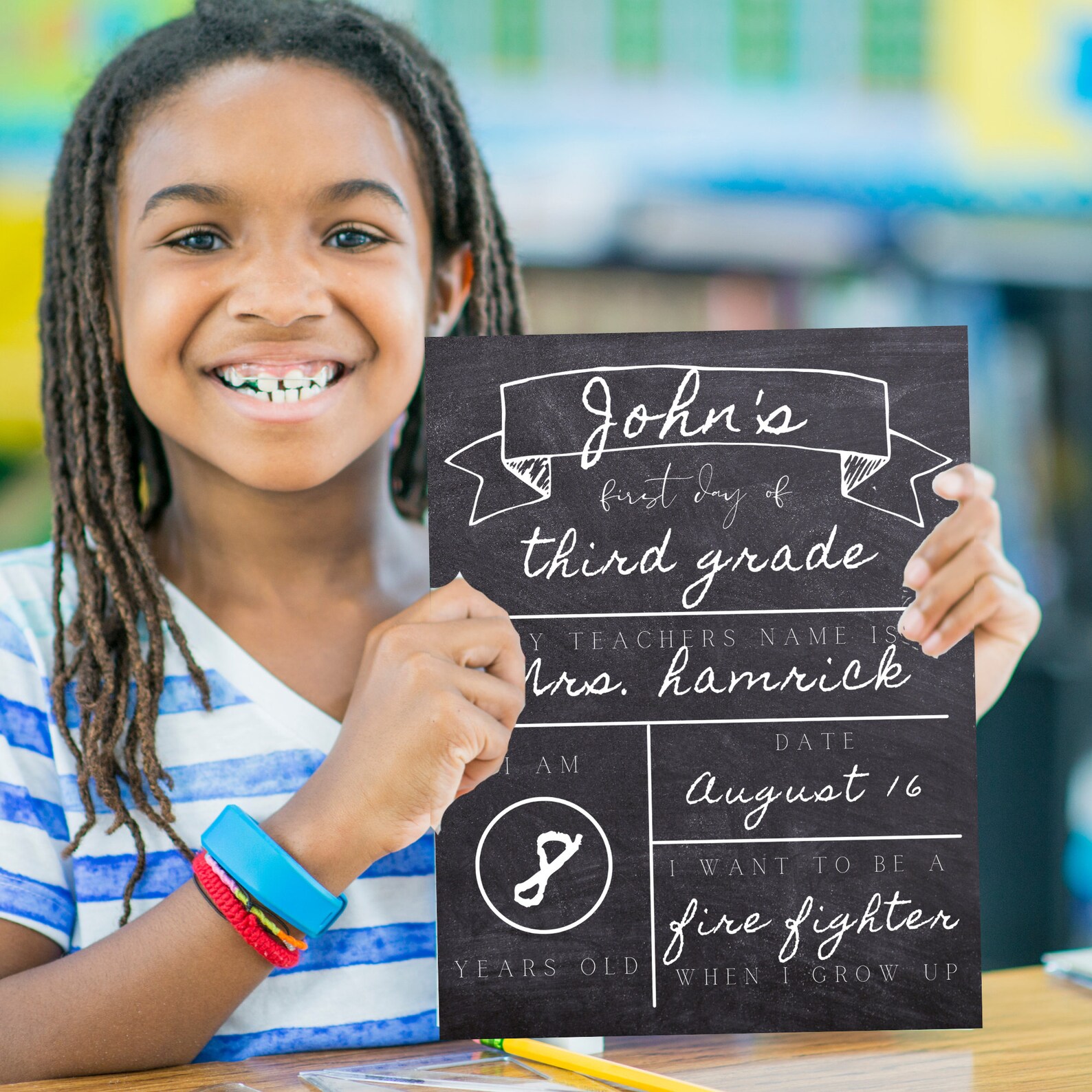 Chalkboard First Day of School Sign Printable | Back to School Reusable ...