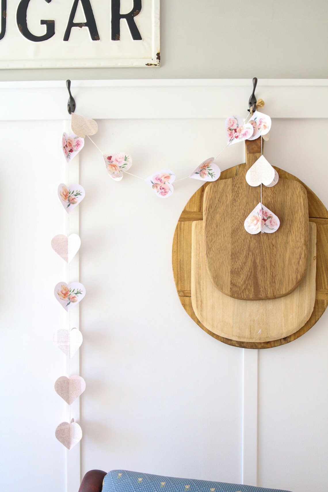 DIY Book Page Heart Garland Printable Vintage Valentines Bunting Decor ...
