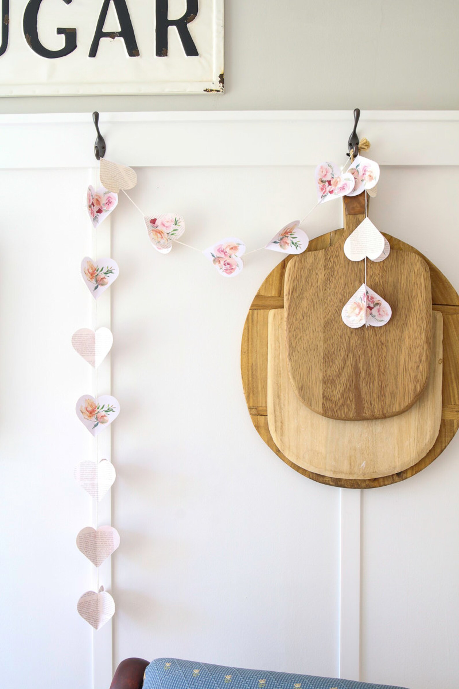 DIY Book Page Heart Garland Printable Vintage Valentines Bunting Decor ...