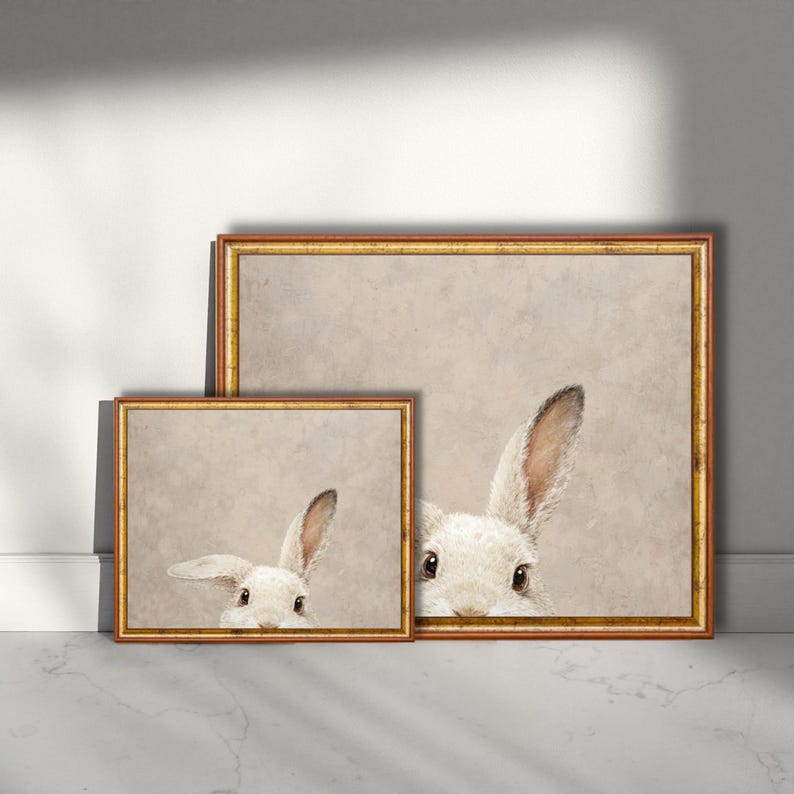 Vintage Peeking Bunny Wall Art Printable, Cottagecore Easter Rabbit ...