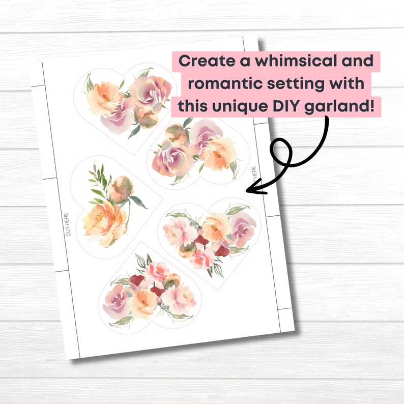 DIY Book Page Heart Garland Printable Vintage Valentines Bunting Decor ...