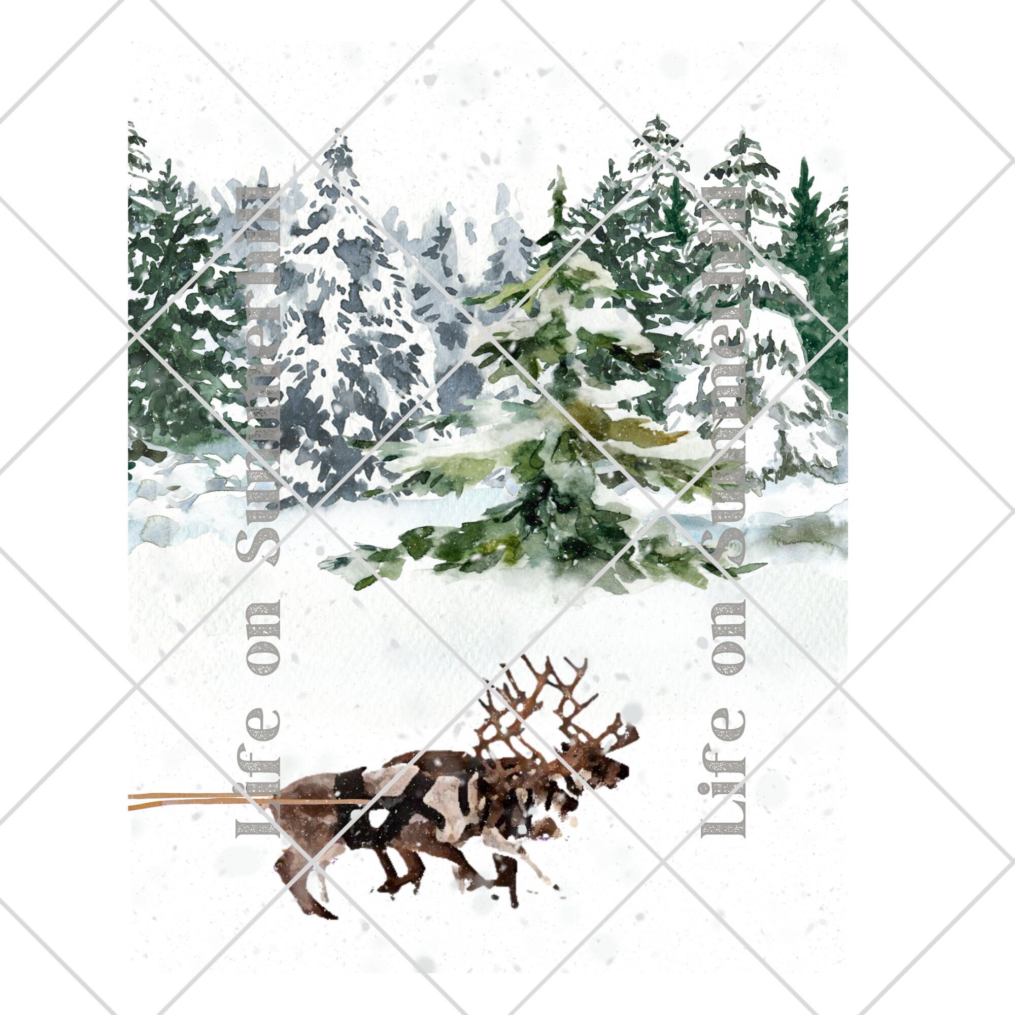 Santa Claus Reindeer Sleigh Set of 3 Printable Wall Art Christmas ...
