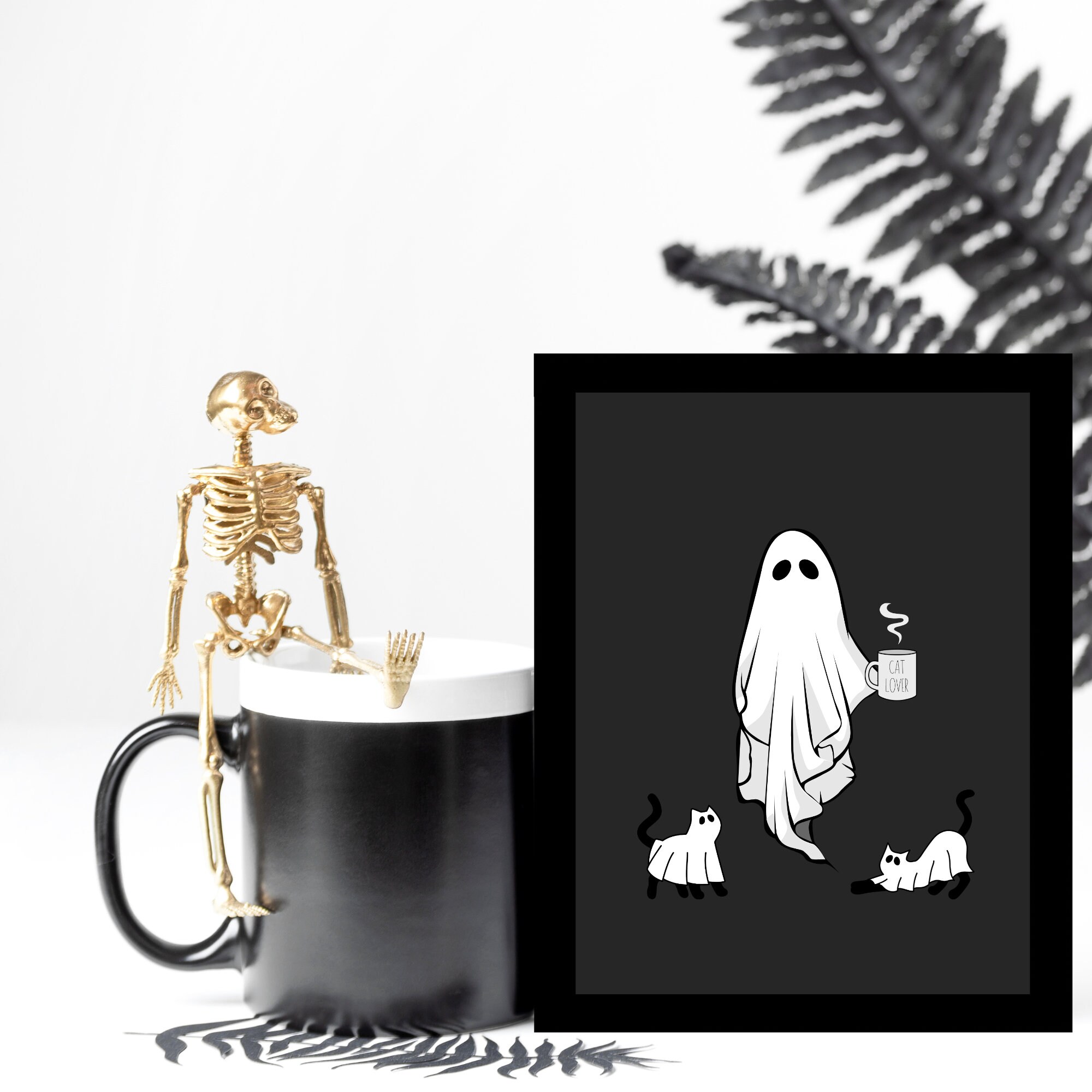 Cat Lover Ghost Printable Wall Art Decor | Halloween Ghost and Cats ...