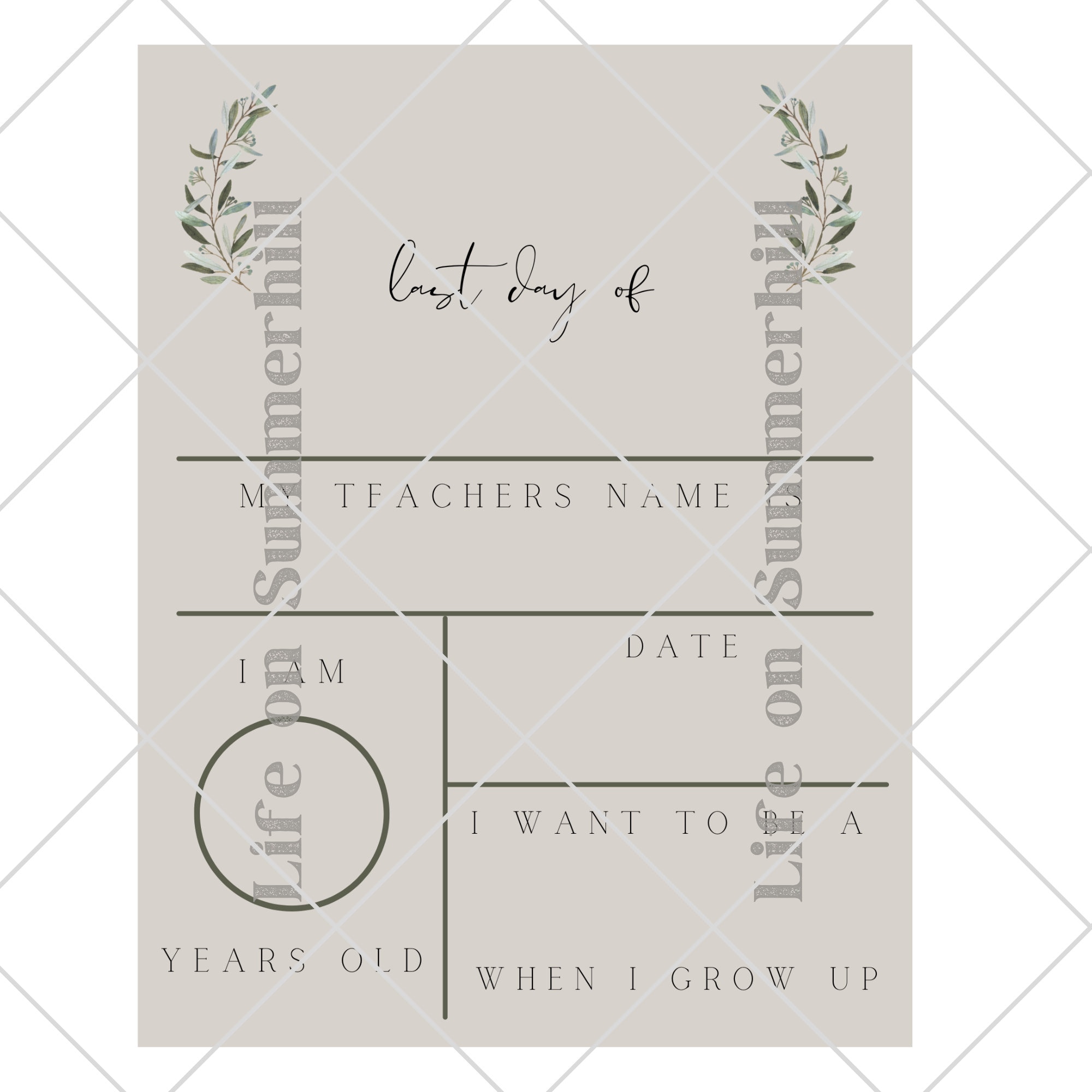Set of 3 Last Day of School Sign Printable Minimalist Gender Neutral ...