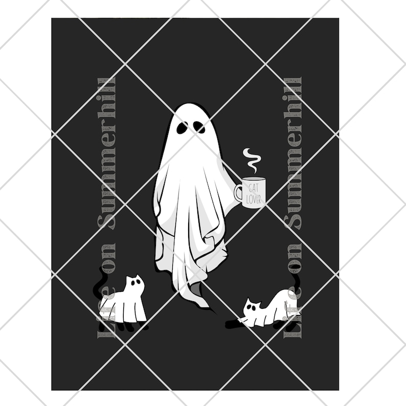 Cat Lover Ghost Printable Wall Art Decor | Halloween Ghost and Cats ...