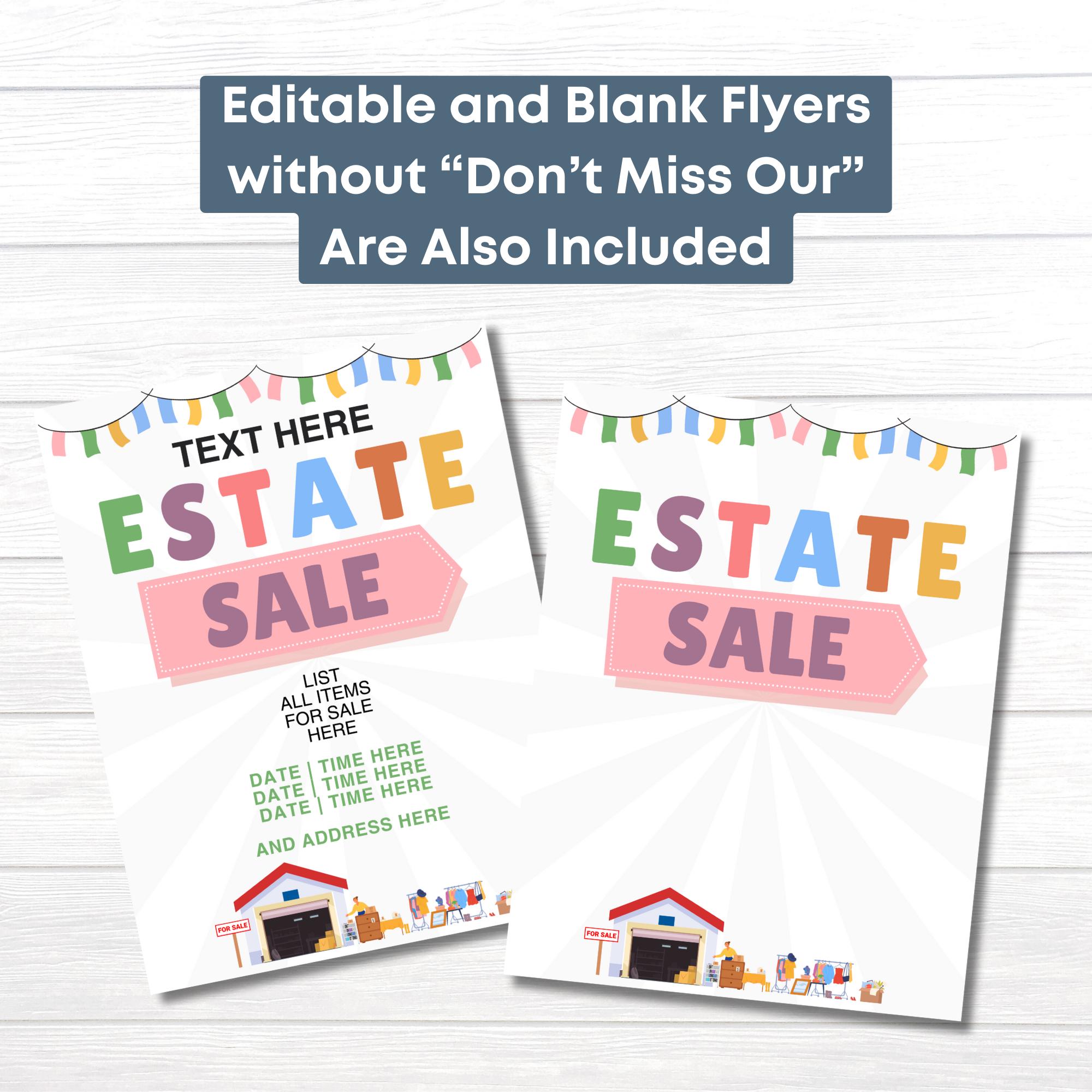 Editable Estate Sale Flyer Template Moving Out Sale Sign Customizable Editable Estate Sale Flyer Template Moving Out Sale Sign Customizable