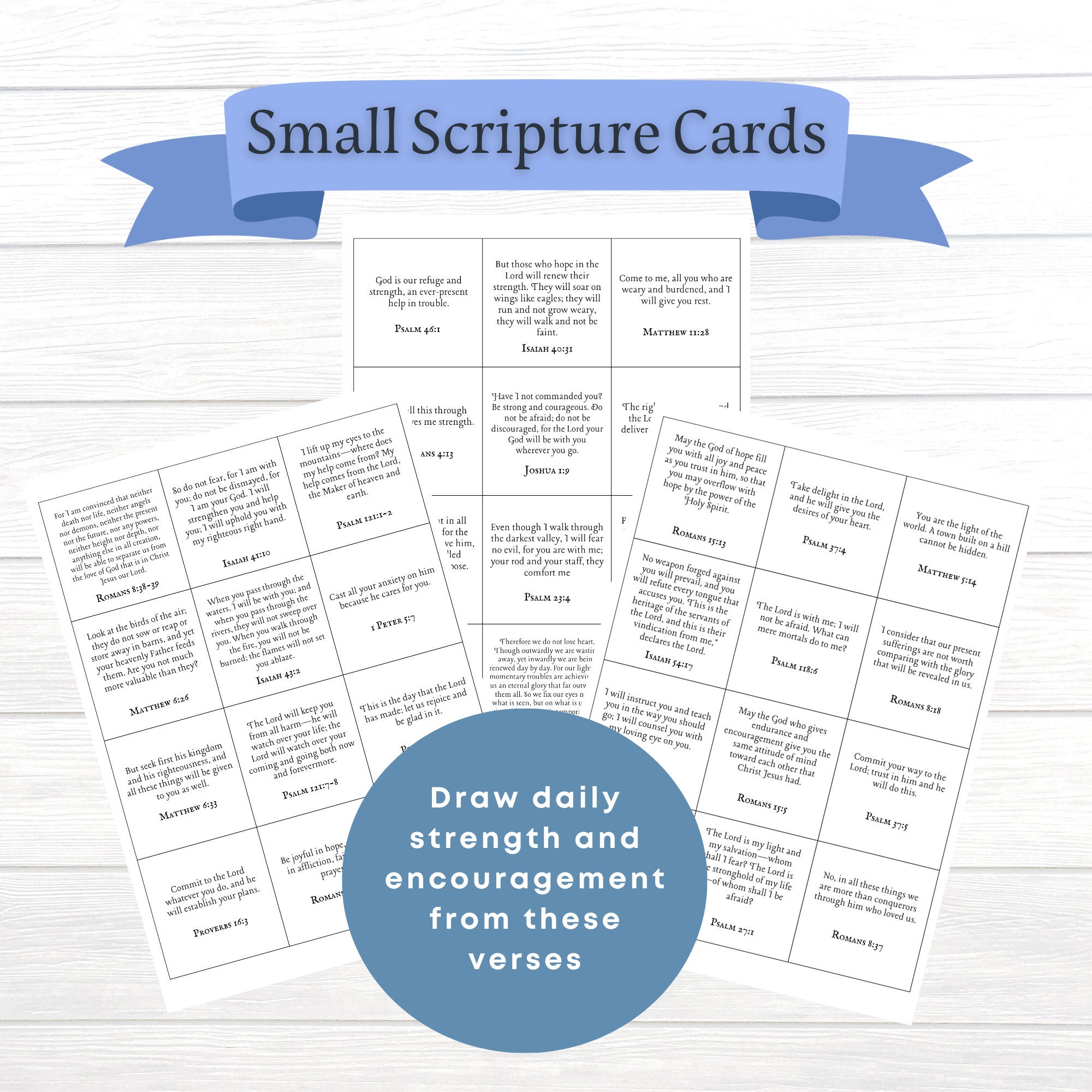 Small Scriptures Encouraging Bible Verse Printable | 70 Inspirational Passage Cards ...
