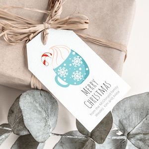 Personalized Printable Hot Cocoa Christmas Gift Tags, Holiday Present Labels, Hot Chocolate Treat Tag, Hot Choco Xmas, Editable PDF