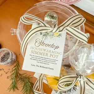 Editable Housewarming Simmer Pot Gift Tags, Lemon Lavender Simmering Pot Recipe Printable, New Home Gift Basket Tag, Aromatic Fragrance Kit