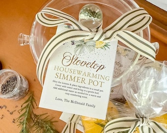 Editable Housewarming Simmer Pot Gift Tags, Lemon Lavender Simmering Pot Recipe Printable, New Home Gift Basket Tag, Aromatic Fragrance Kit