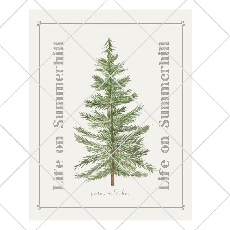 Set of 4 Printable Vintage Christmas Trees Botanical Wall Art Moody ...