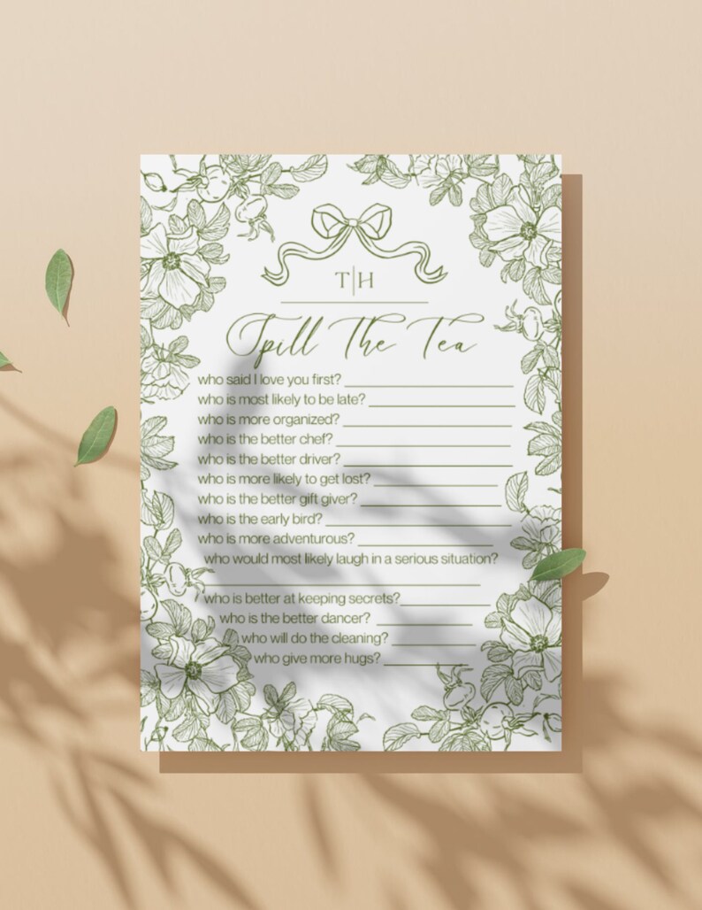 Personalized Bridal Shower Printable Set Greenery Bride Party Templates ...