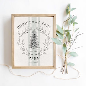 Christmas Tree Grainsack Printable Farmhouse Wall Art Digital Download Holiday Natural Farm Grain Sack Texture Unique Xmas Home Decoration