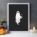 Funny Halloween Wall Art Printable Digital PDF Ghost Holding a Cup of ...