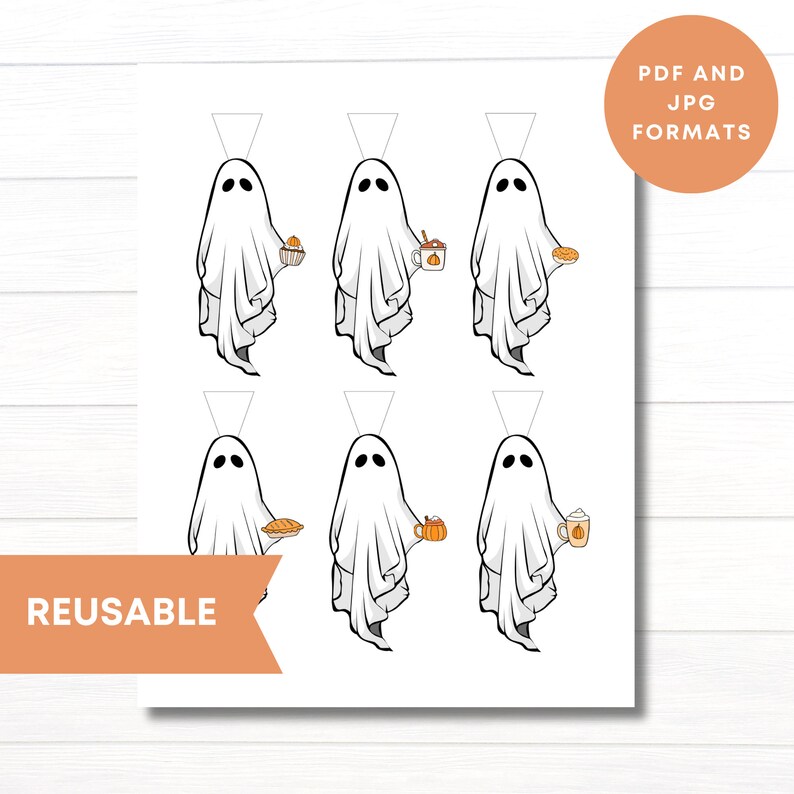 Printable pumpkin lover banner, ghost garland for Halloween, cute fall home decor, spooky ghost bunting, Halloween party printable, trick or treat banner, pumpkin ghosts printable decor, festive fall printable, Halloween mantle garland, cute Halloween decoration