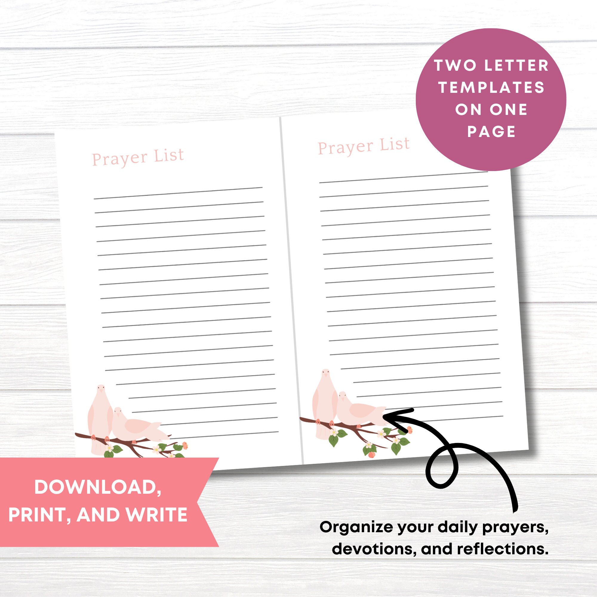 Daily Prayer Journal Printable Template Printable Prayer List Christian ...