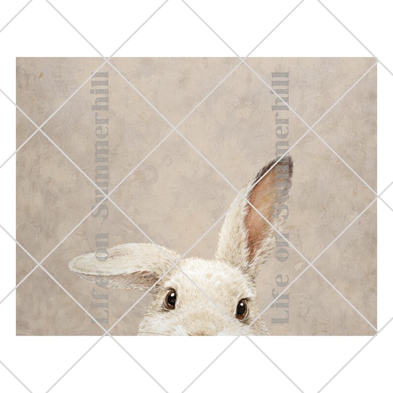 Vintage Peeking Bunny Wall Art Printable, Cottagecore Easter Rabbit ...
