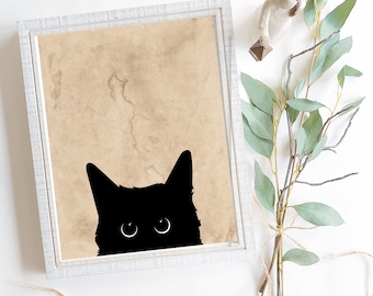 Black Cat Halloween Decor Printable Halloween Poster Witchy Vibes Home Decor Print Watercolor Cute Black Kitty Wall Art Digital Download