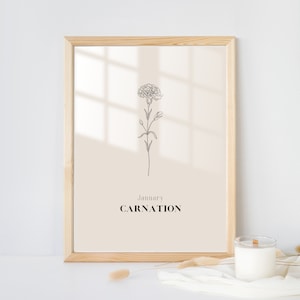 January Carnation birth flower wall art digital printable home decor kitchen bathroom bedroom living room garden plant art print image 7