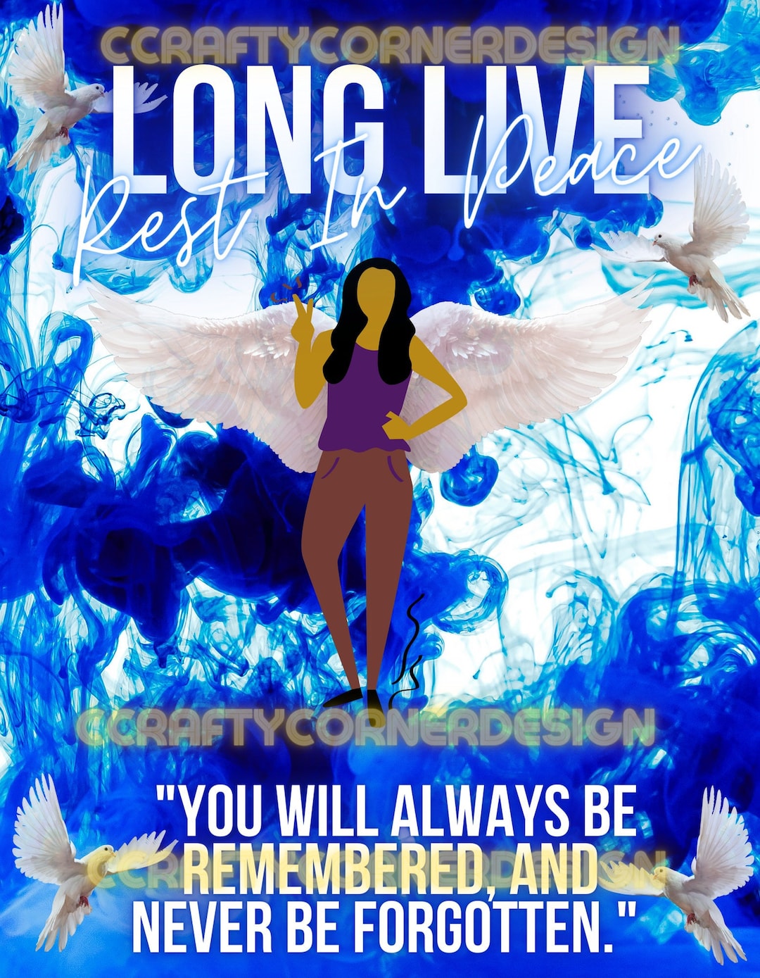 Long Live Rest in Peace Wings in Blue Background You Etsy