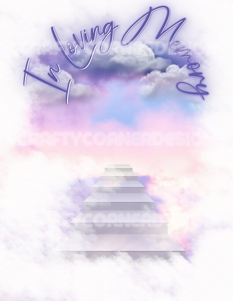In Loving Memory Pink and Purple Clouds2 Background Only No Etsy