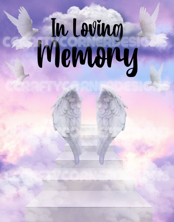 In Loving Memory Pink and Purple Clouds Background Only No Etsy