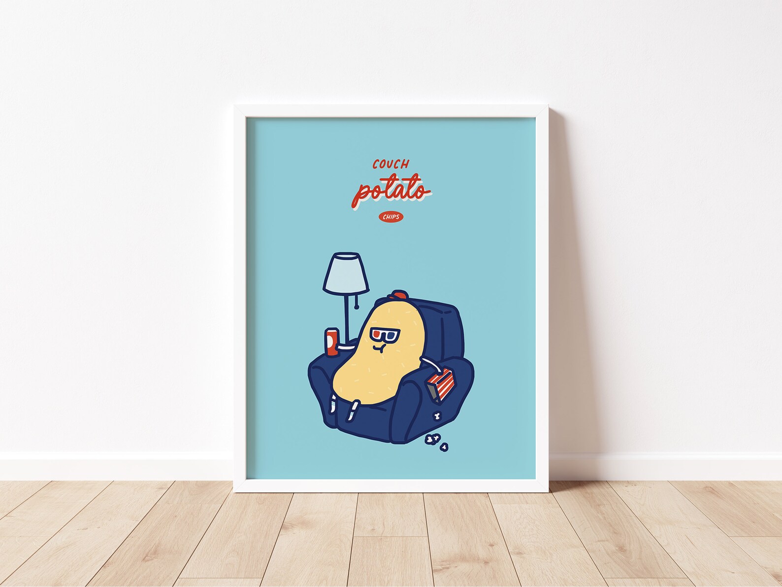 Couch Potato Chip Print TV Addicts Room Decor, Cool Poster, Video Game