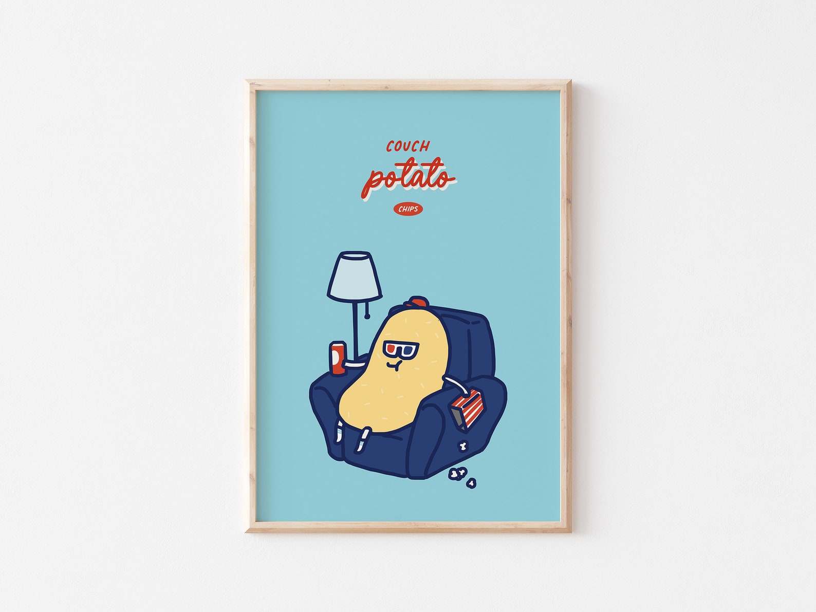 Couch Potato Chip Print TV Addicts Room Decor, Cool Poster, Video Game