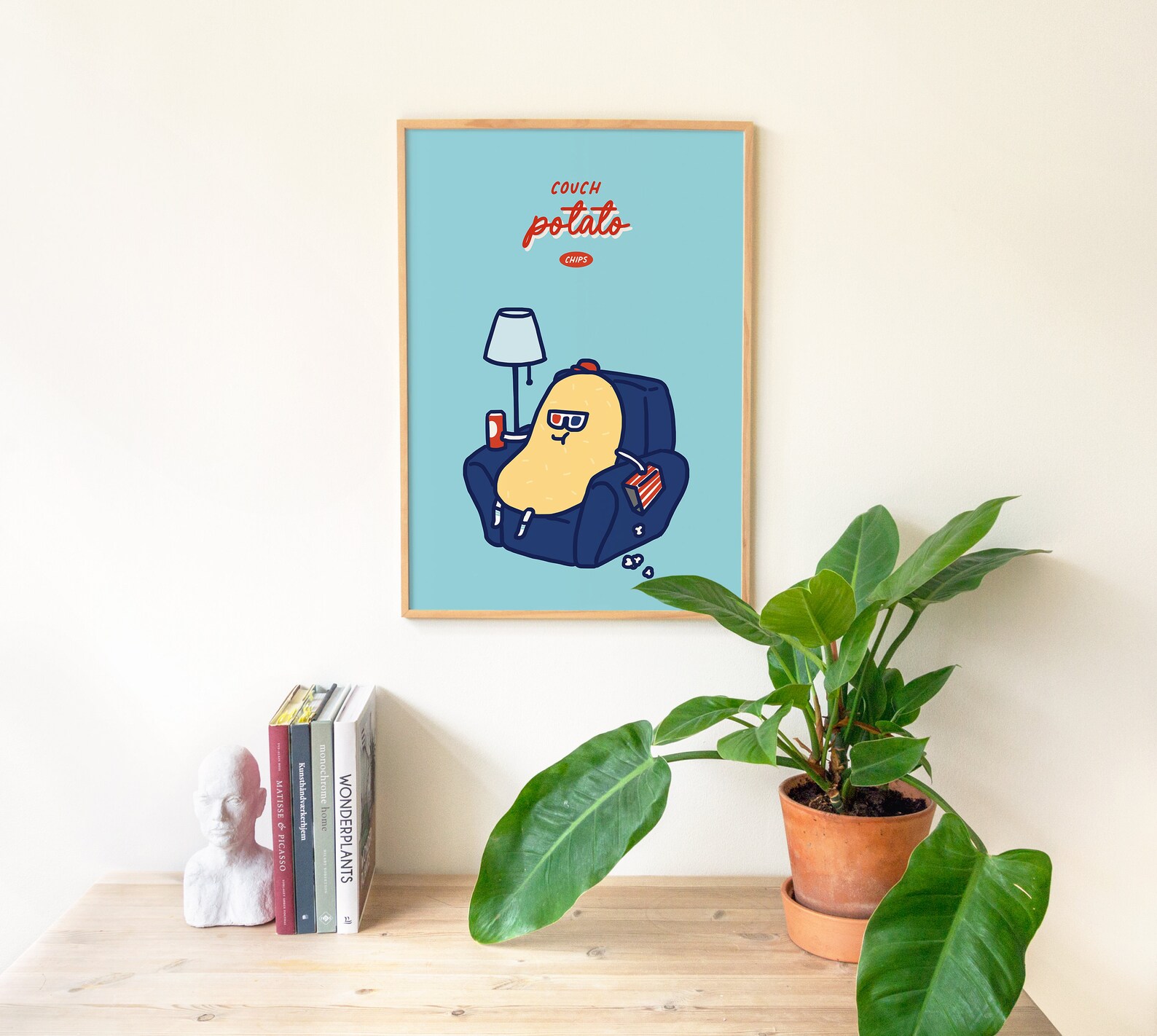 Couch Potato Chip Print TV Addicts Room Decor, Cool Poster, Video Game