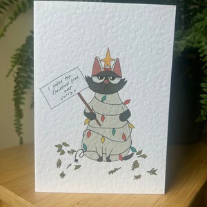 Handgemachte Katzen Weihnachtskarte | Niedliche Weihnachtskarte für einen geliebten Menschen | Lustige Haustier Weihnachtskarte | Katzenbesitzer Weihnachtskarte