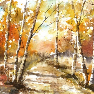 Golden Birches Art Print