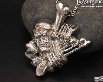Men's skeleton and bones pendant