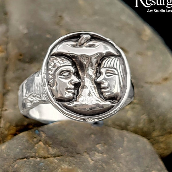 Adam apple Eve Silver Ring Rugged-style
