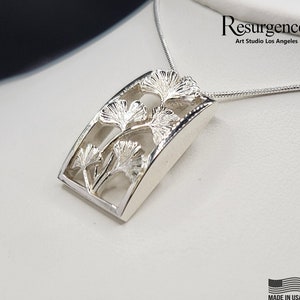 Ginkgo Biloba Silver Pendant necklace