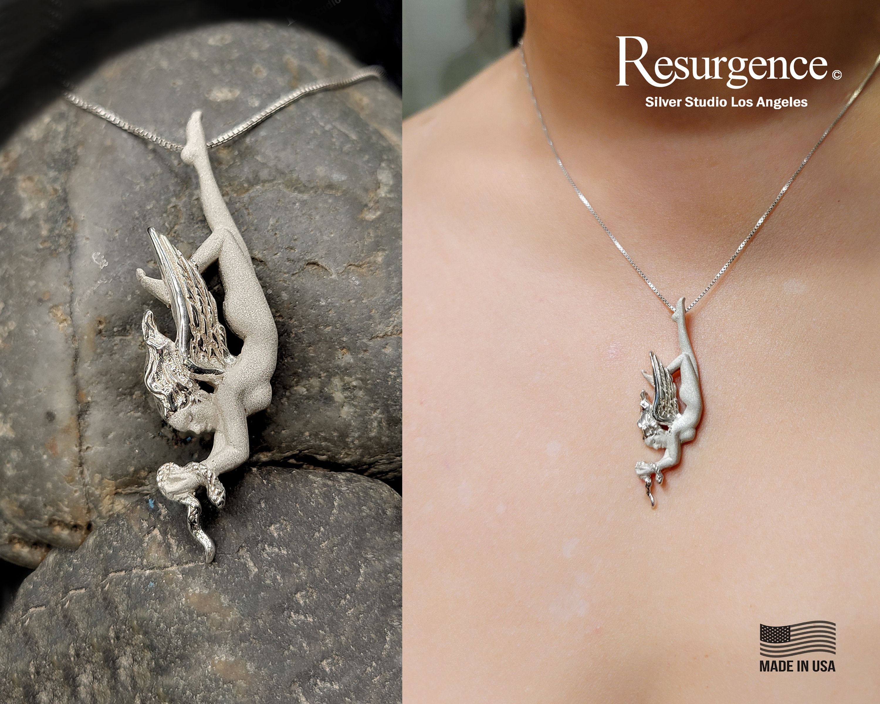 Fallen Angel Rhinestone Fallen Angel Necklace Pendant - Etsy