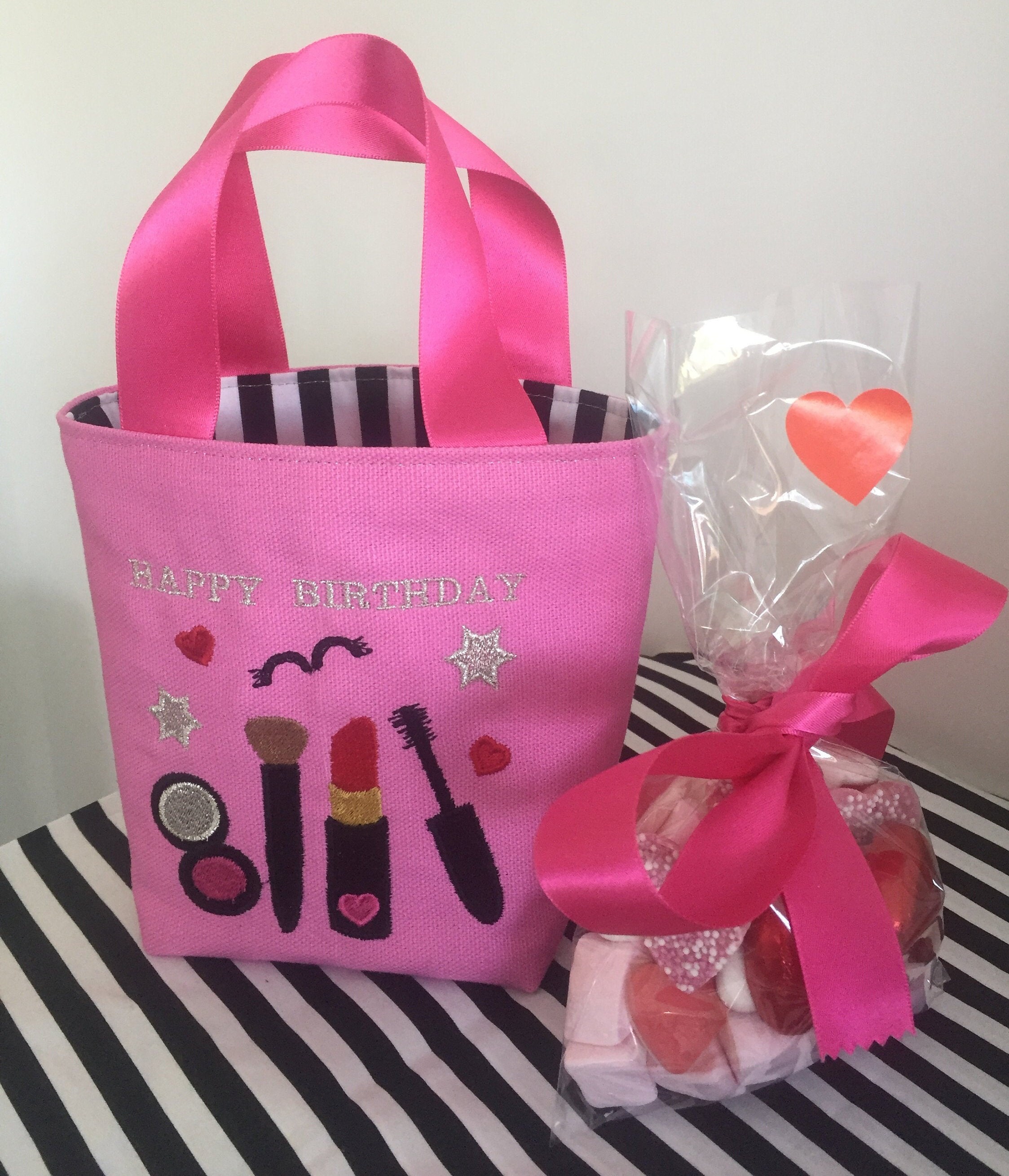 Happy Birthday Makeup Theme Gift Bag Handmade with Sweets & Etsy